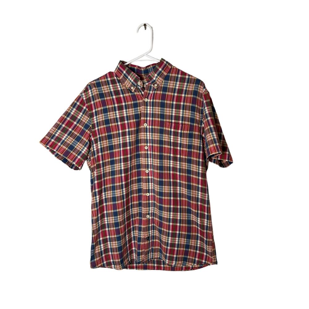COPY - Taylor Stitch Men Large 40 Red Plaid Short Sleeve Button Up Madras Shirt…